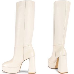 NWOT Larroude Biba Knee High Boots Ivory Leather Size 9